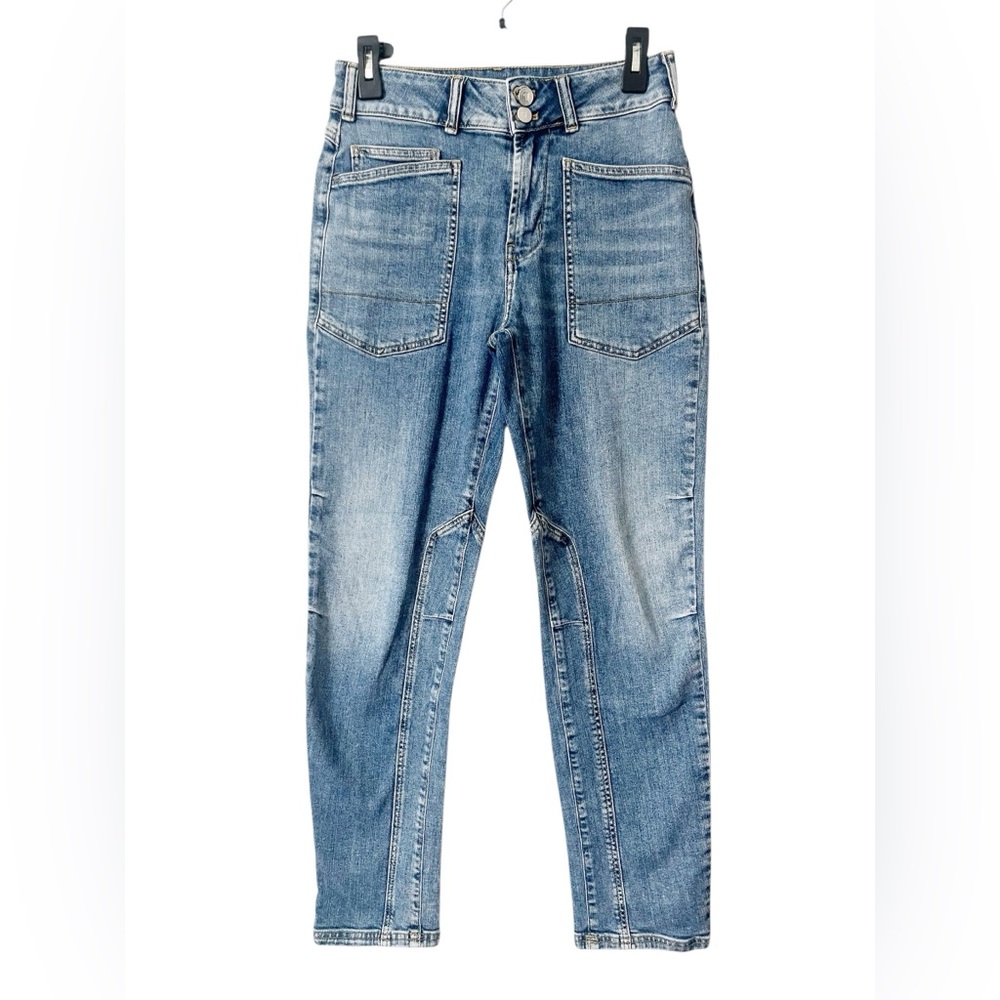 Pilcro Anthropologie The Wanderer Mid Rise Relaxed Leg Blue Denim Jeans 2/26